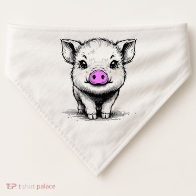 Cute Pig With Nose Drawing USA-Made Doggie Bandana