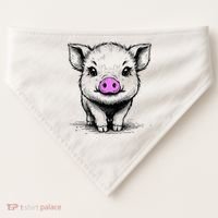 Cute Pig With Nose Drawing USA-Made Doggie Bandana thumb 0
