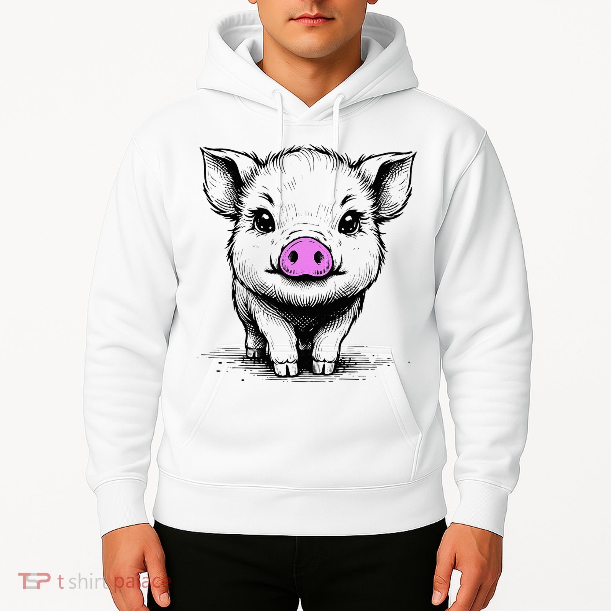 Cute Pig With Nose Drawing Hoodie