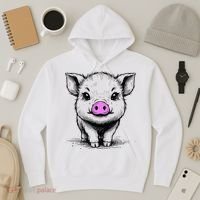 Cute Pig With Nose Drawing Hoodie thumb 3