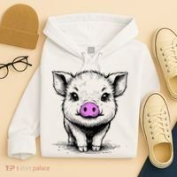 Cute Pig With Nose Drawing Hoodie thumb 4