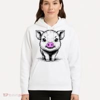 Cute Pig With Nose Drawing Hoodie thumb 5