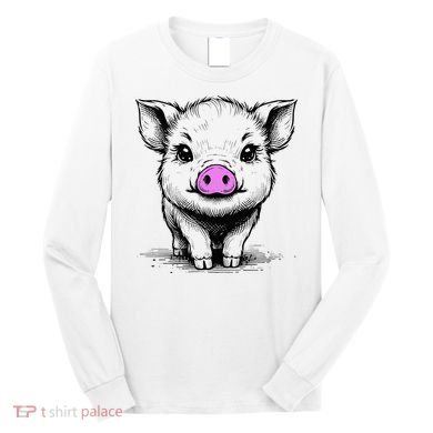 Cute Pig With Nose Drawing Long Sleeve Shirt