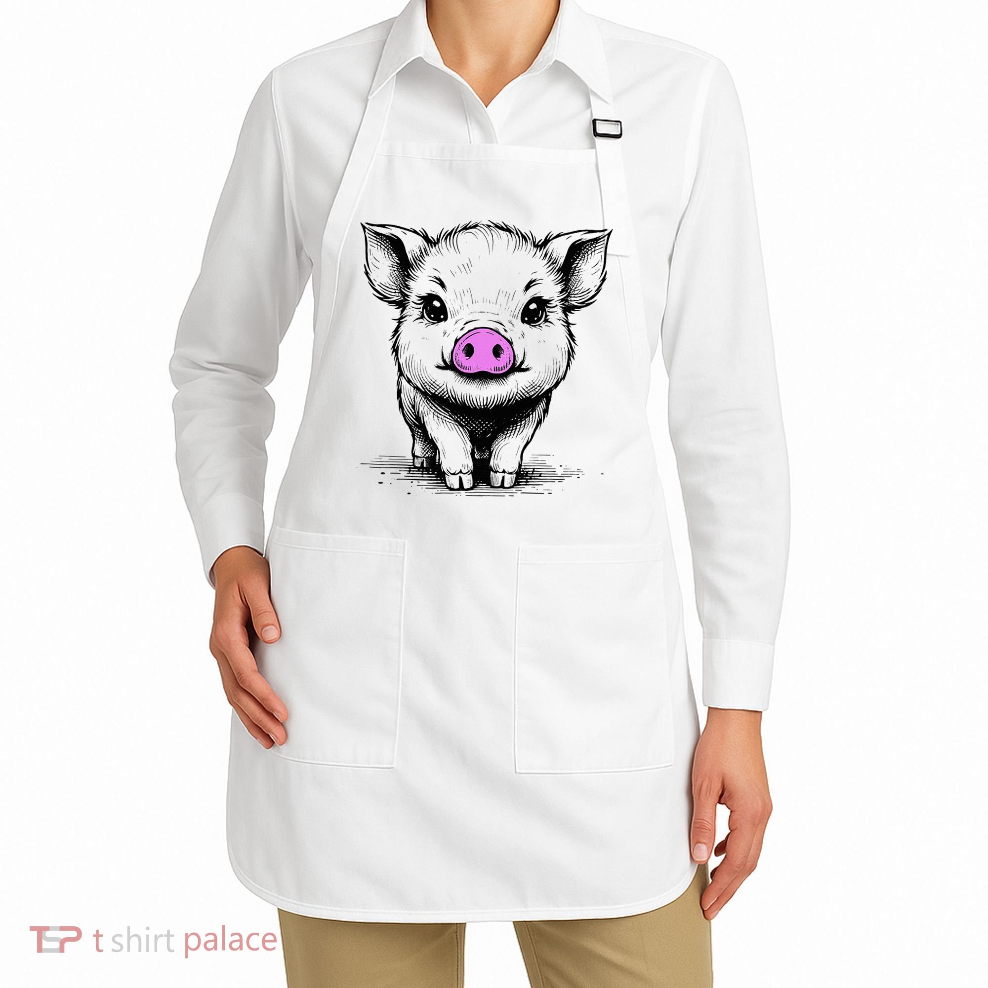 Cute Pig With Nose Drawing Apron