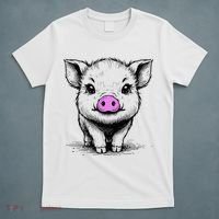 Cute Pig With Nose Drawing T-Shirt thumb 5