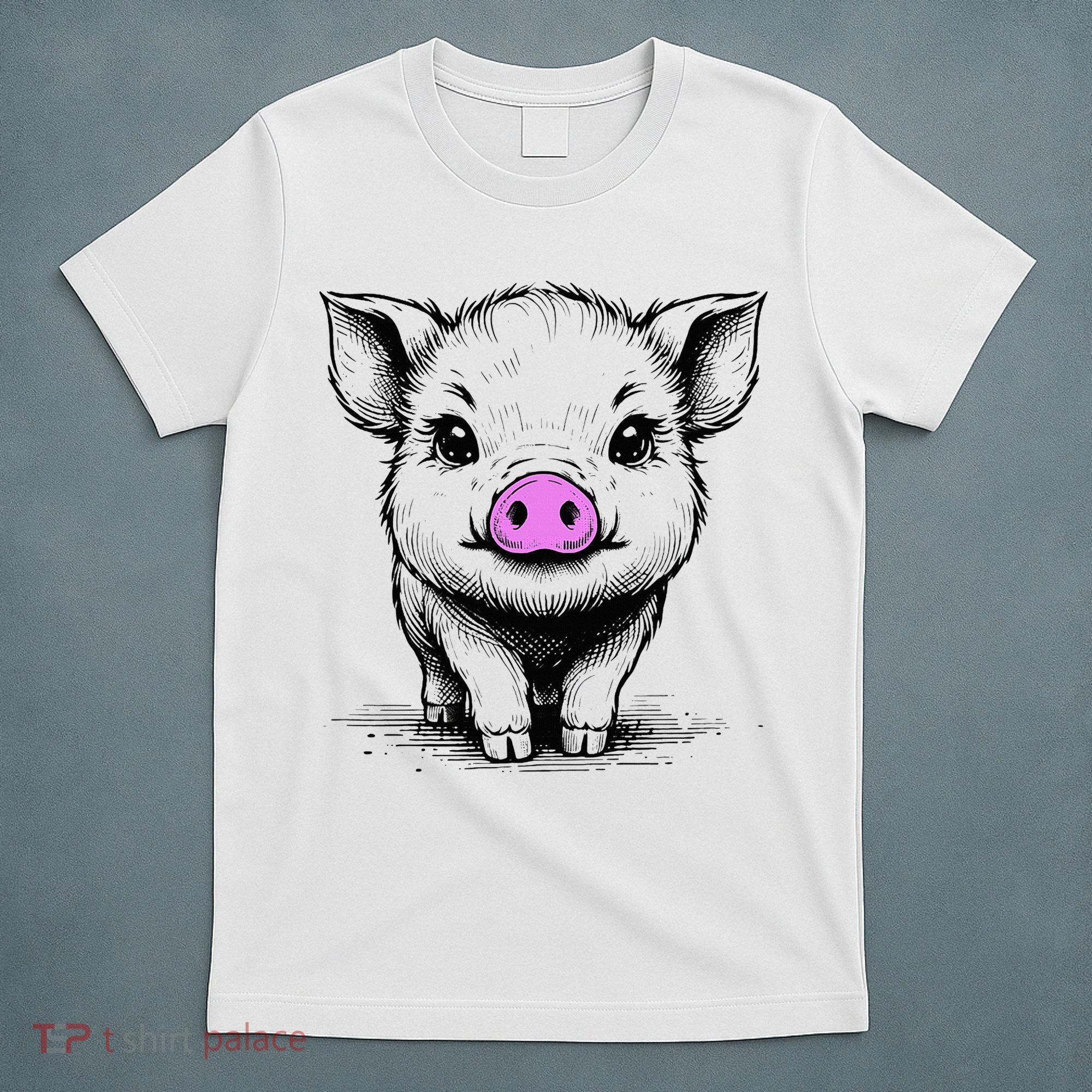 Cute Pig With Nose Drawing T-Shirt