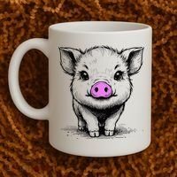 Cute Pig With Nose Drawing Coffee Mug thumb 2