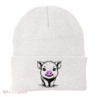 Cute Pig With Nose Drawing Beanie thumb 0