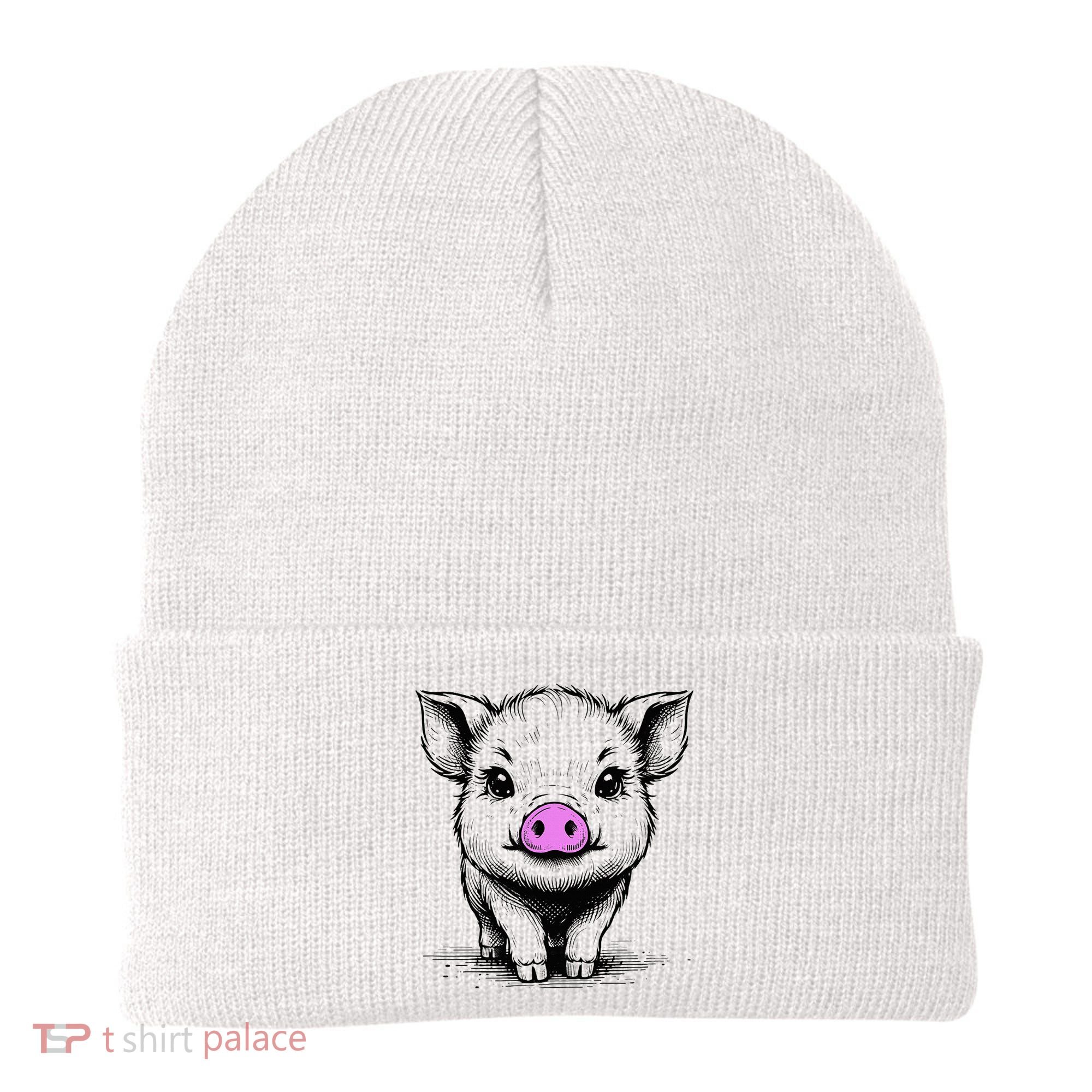 Cute Pig With Nose Drawing Beanie