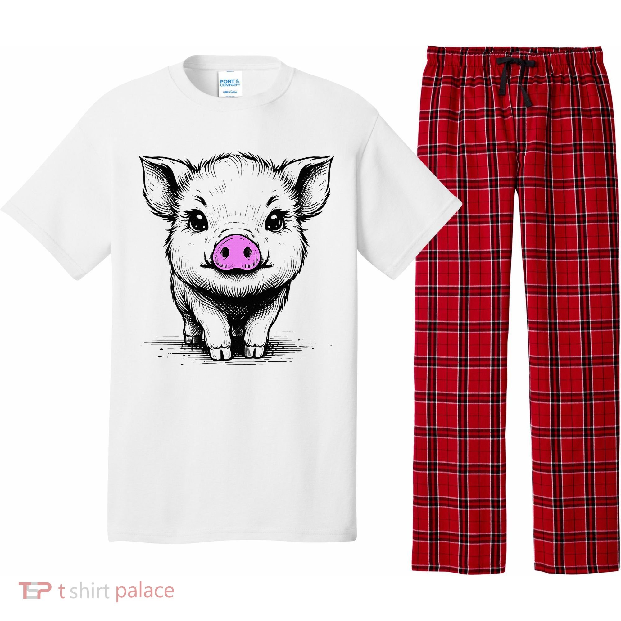 Cute Pig With Nose Drawing Pajama Set