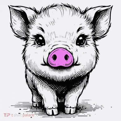 Cute Pig With Nose Drawing Women's Flannel Pajama Set