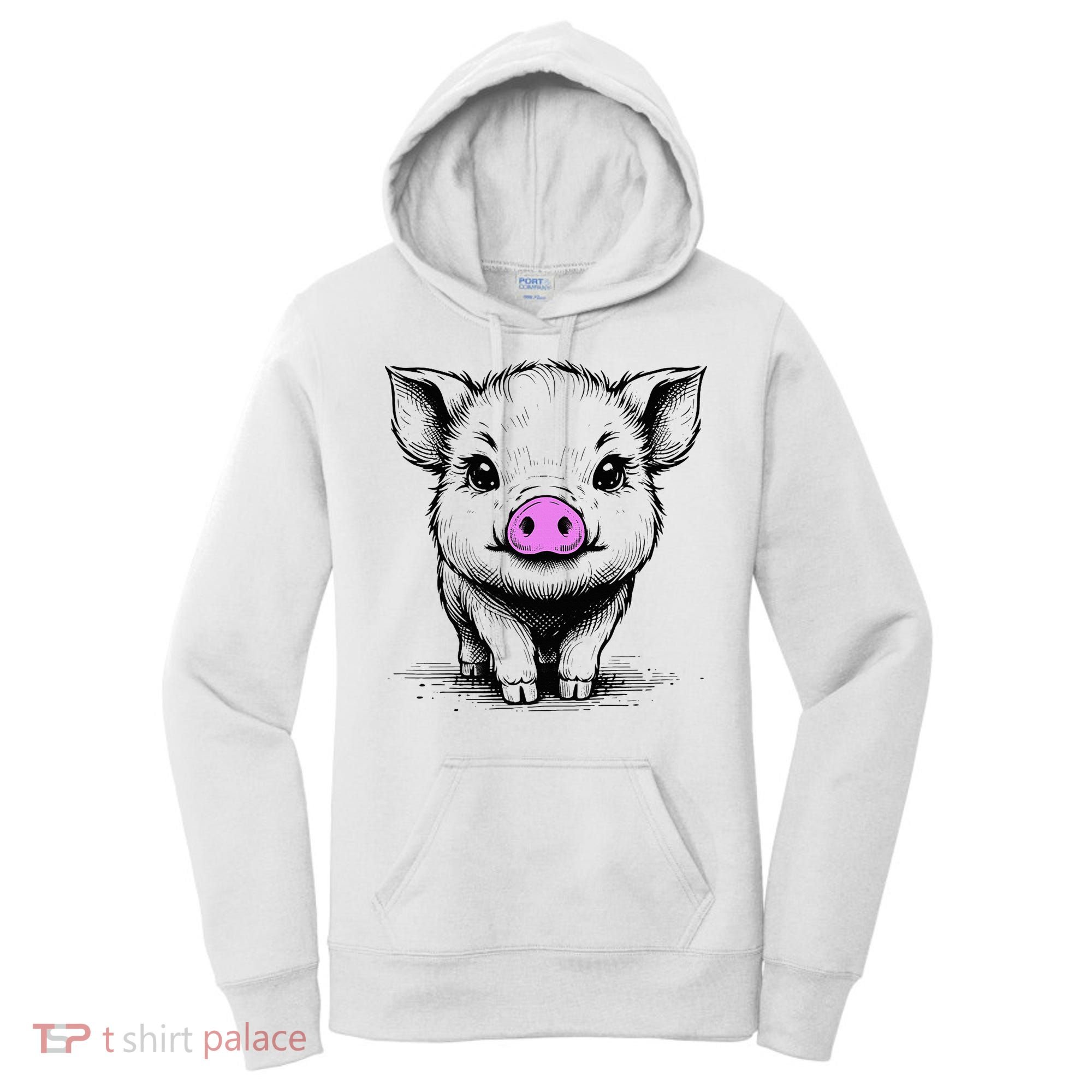 Cute Pig With Nose Drawing Women's Hoodie