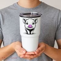Cute Pig With Nose Drawing Tumbler thumb 2