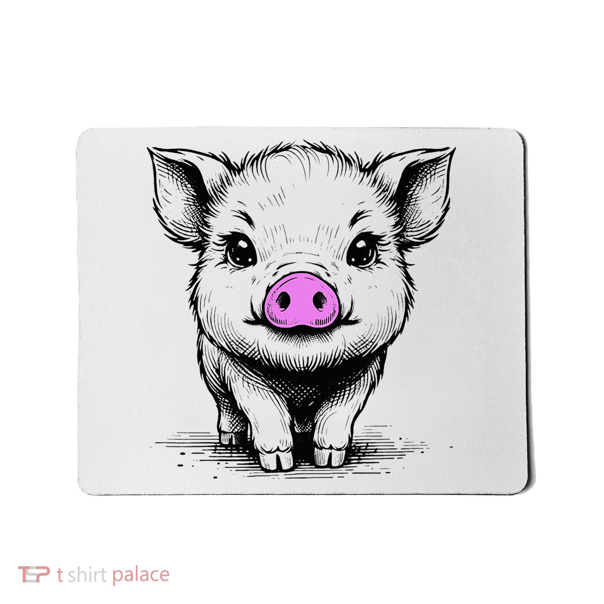 Cute Pig With Nose Drawing Mousepad