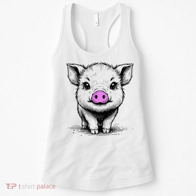 Cute Pig With Nose Drawing Women's Tank Top