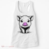 Cute Pig With Nose Drawing Women's Tank Top thumb 0