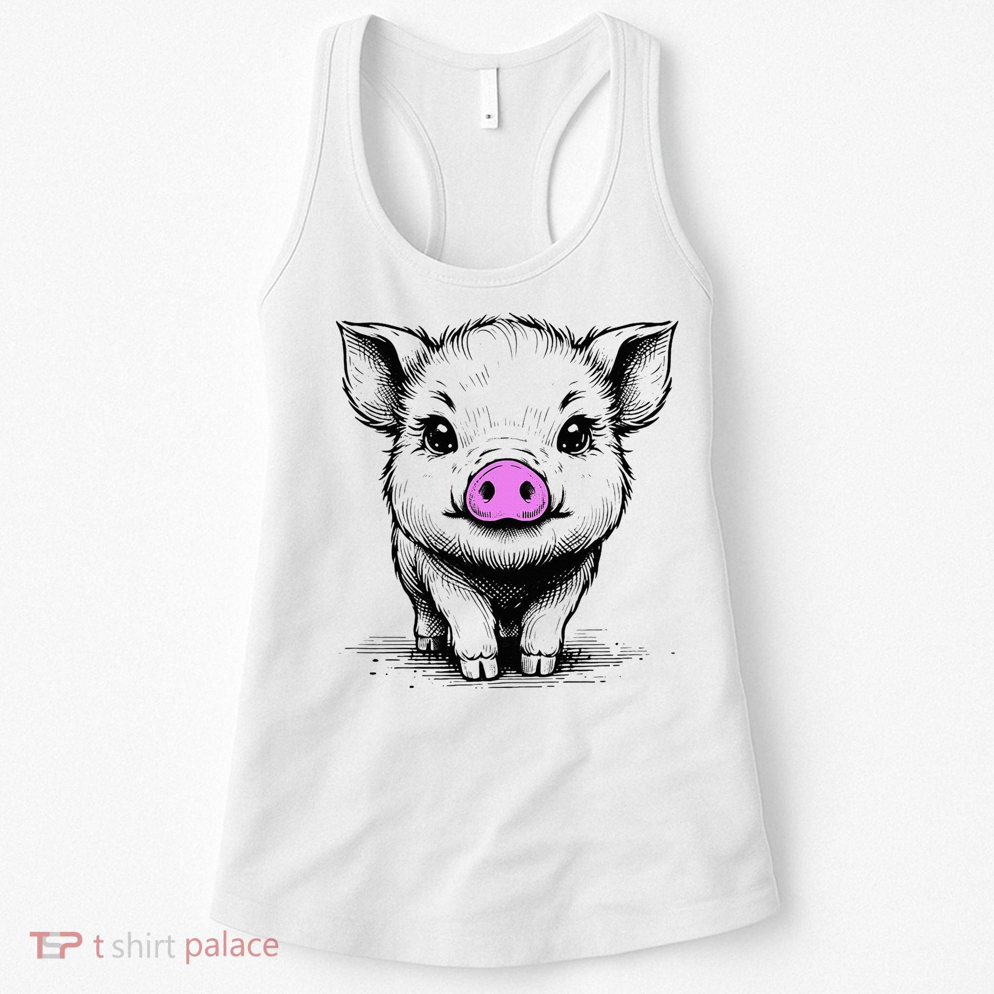 Cute Pig With Nose Drawing Women's Tank Top