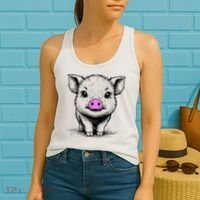 Cute Pig With Nose Drawing Women's Tank Top thumb 2