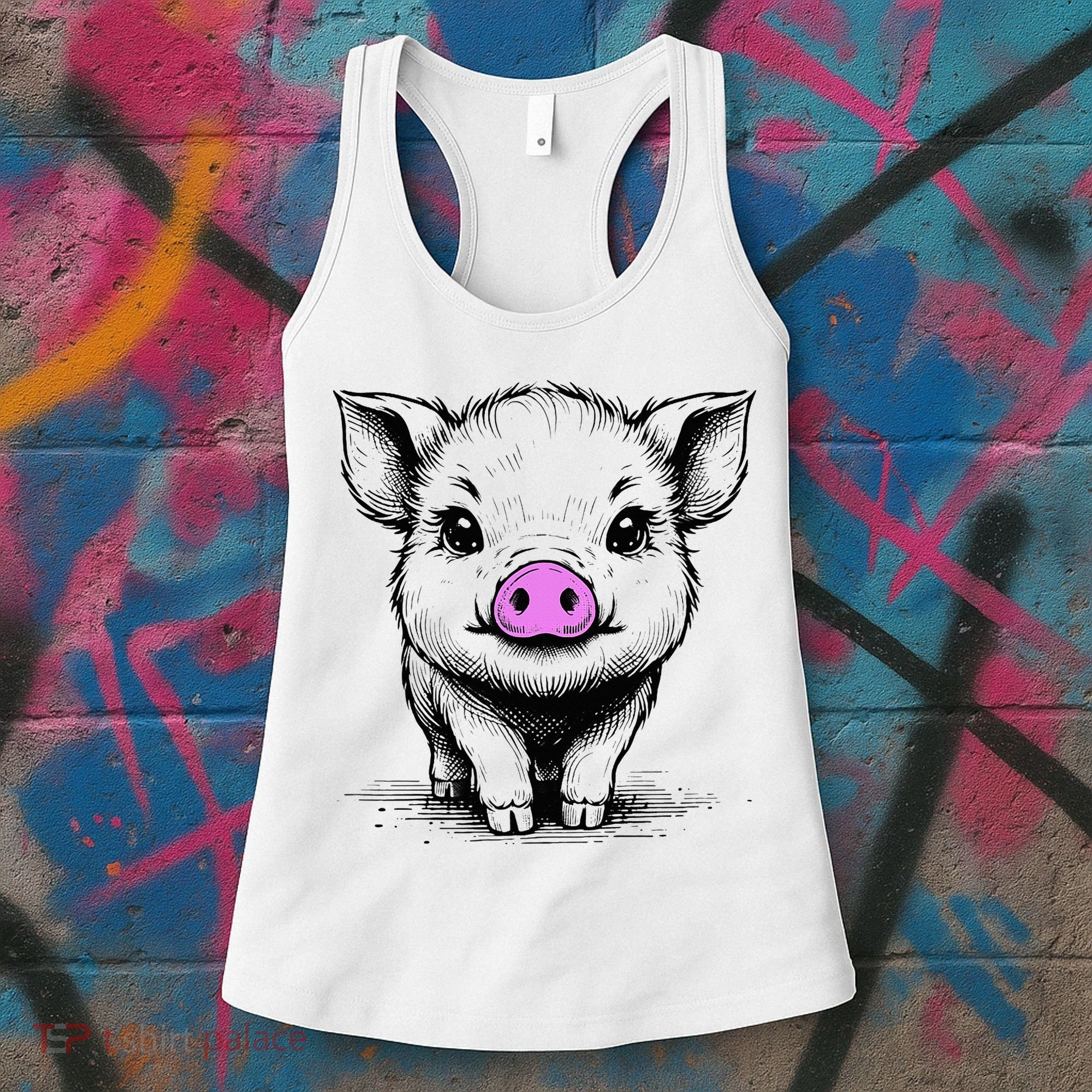 Cute Pig With Nose Drawing Women's Tank Top