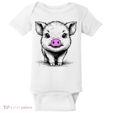 Cute Pig With Nose Drawing Baby Bodysuit