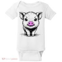 Cute Pig With Nose Drawing Baby Bodysuit thumb 0