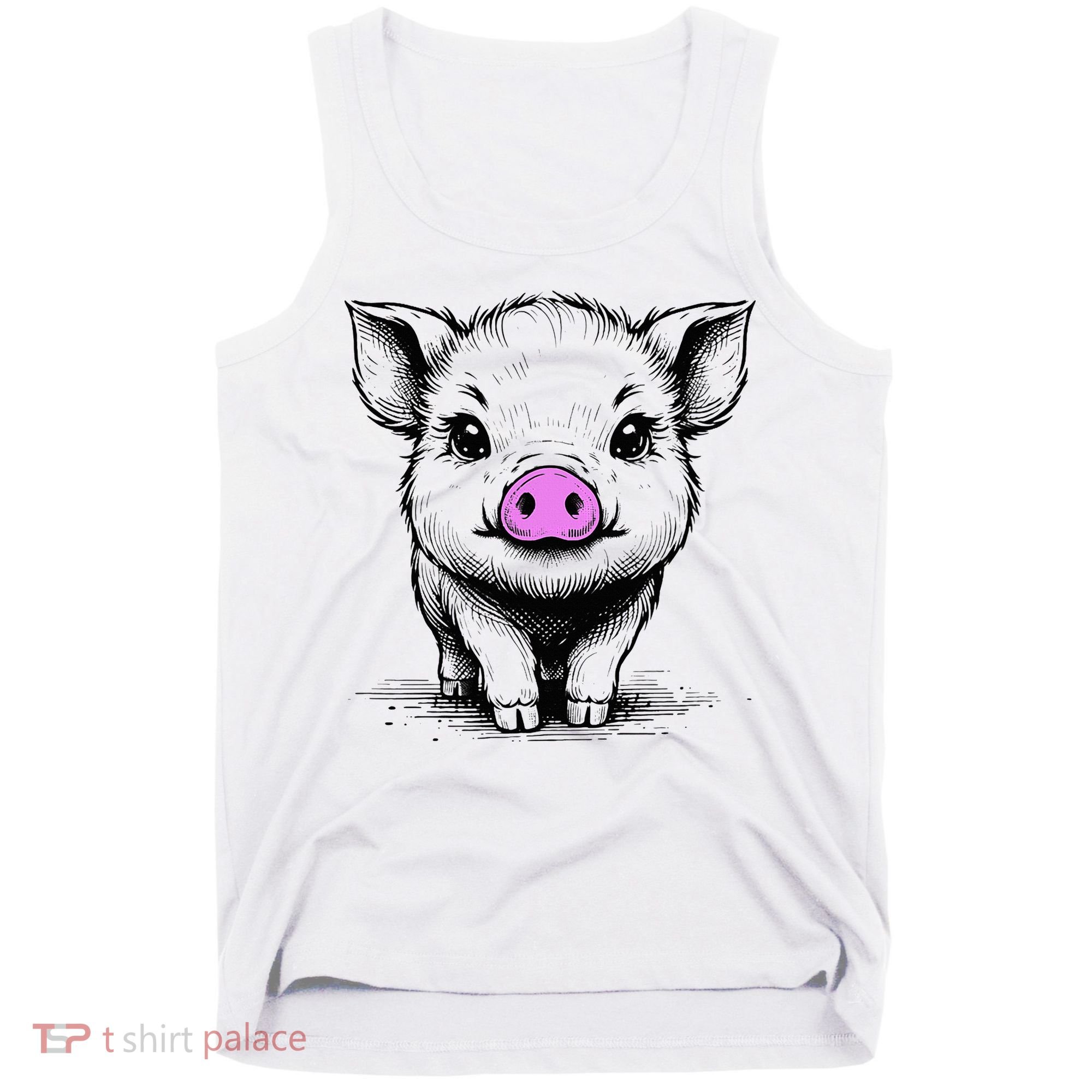 Cute Pig With Nose Drawing Tank Top