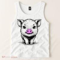 Cute Pig With Nose Drawing Tank Top thumb 2