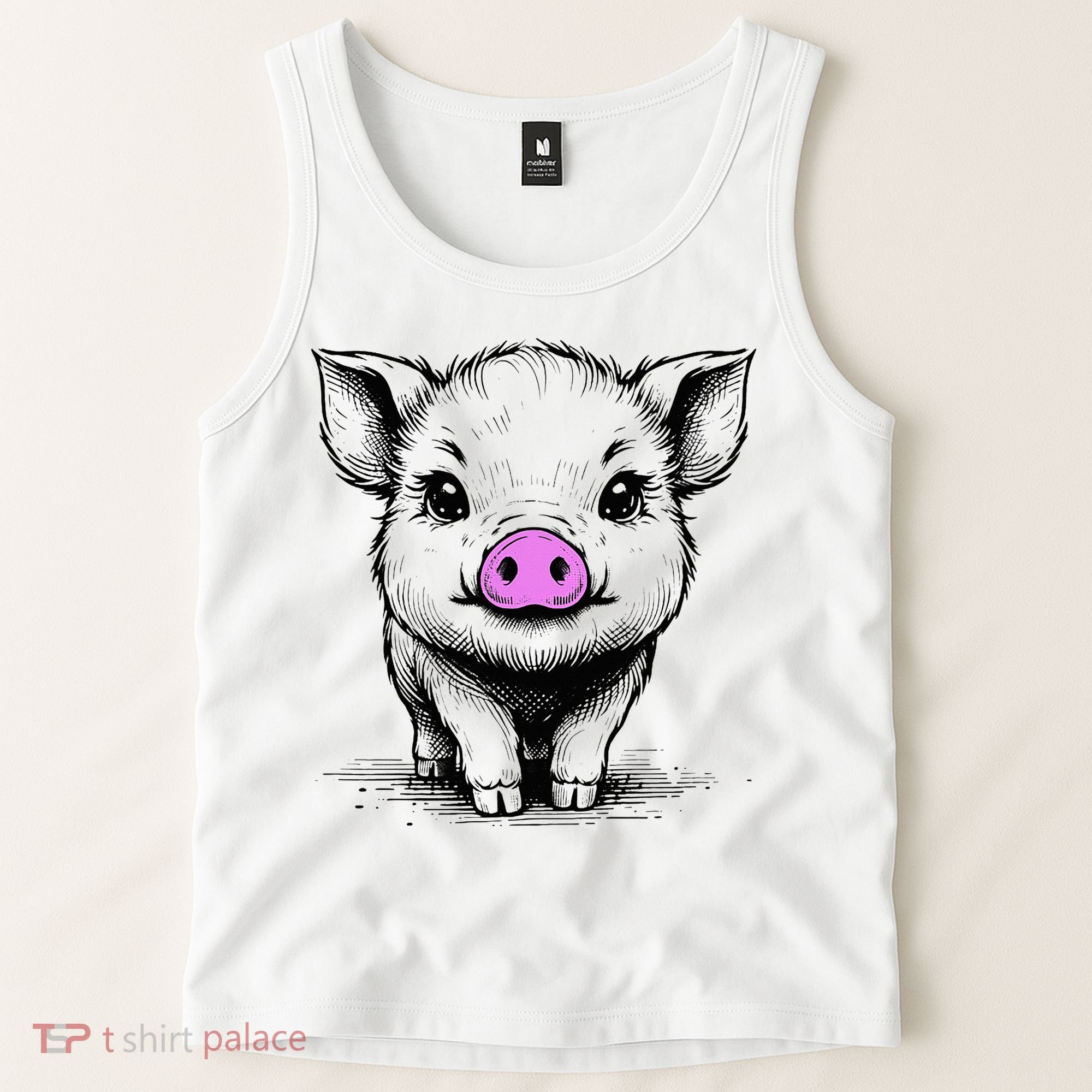 Cute Pig With Nose Drawing Tank Top