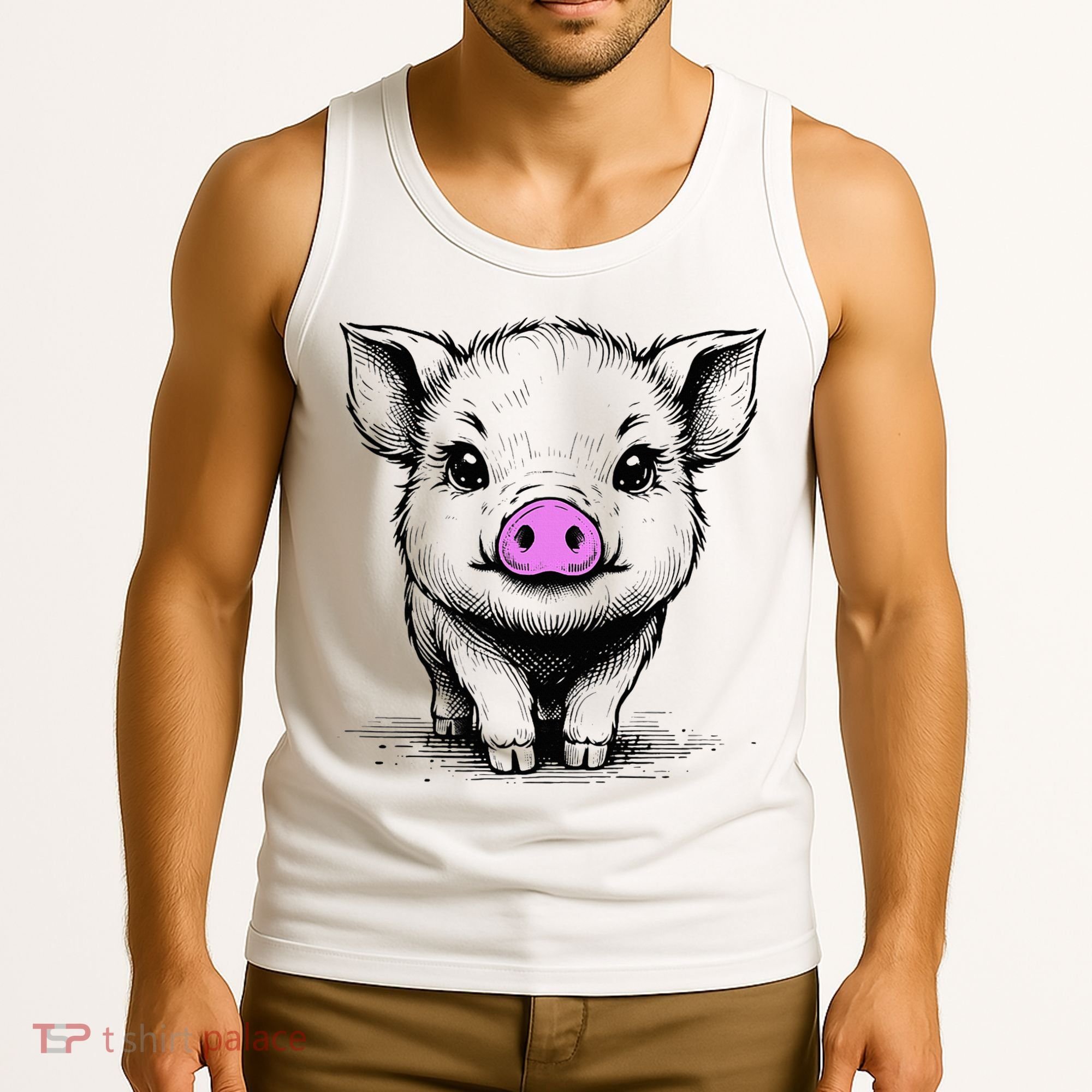 Cute Pig With Nose Drawing Tank Top