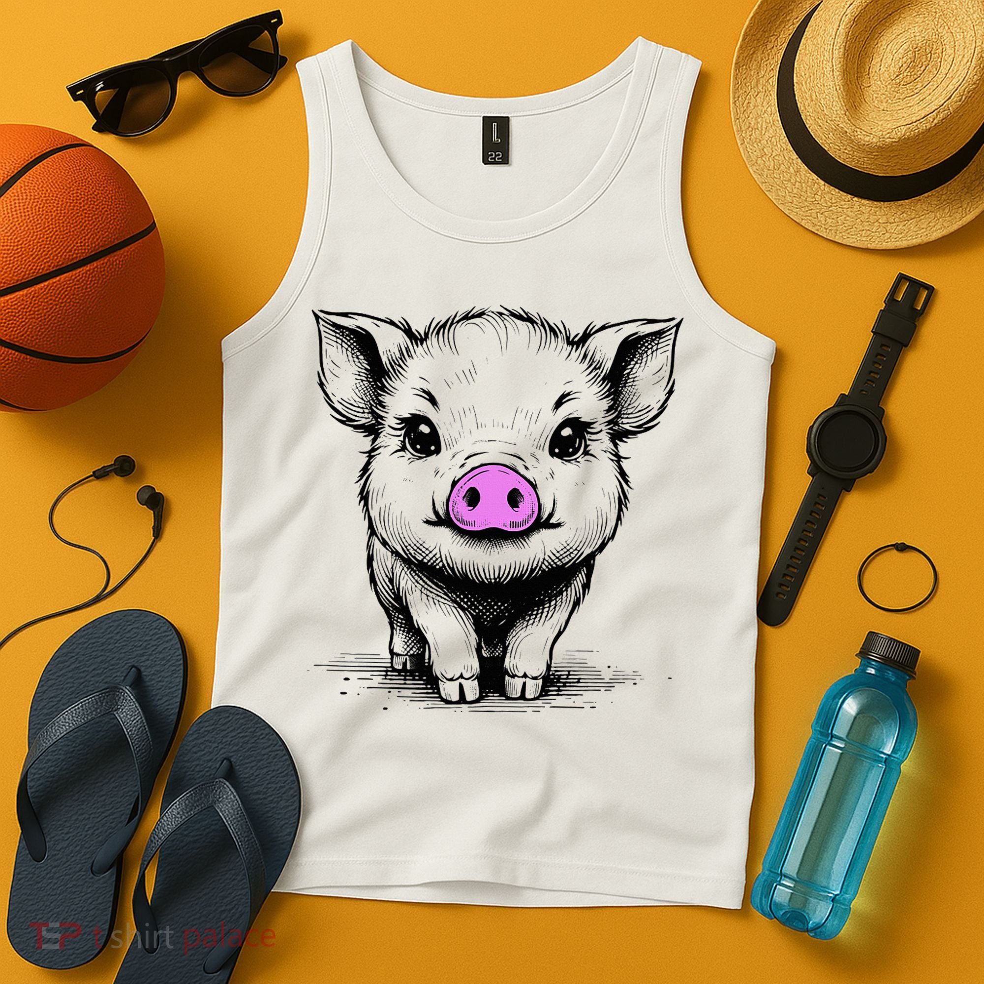 Cute Pig With Nose Drawing Tank Top