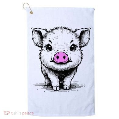 Cute Pig With Nose Drawing Golf Towel