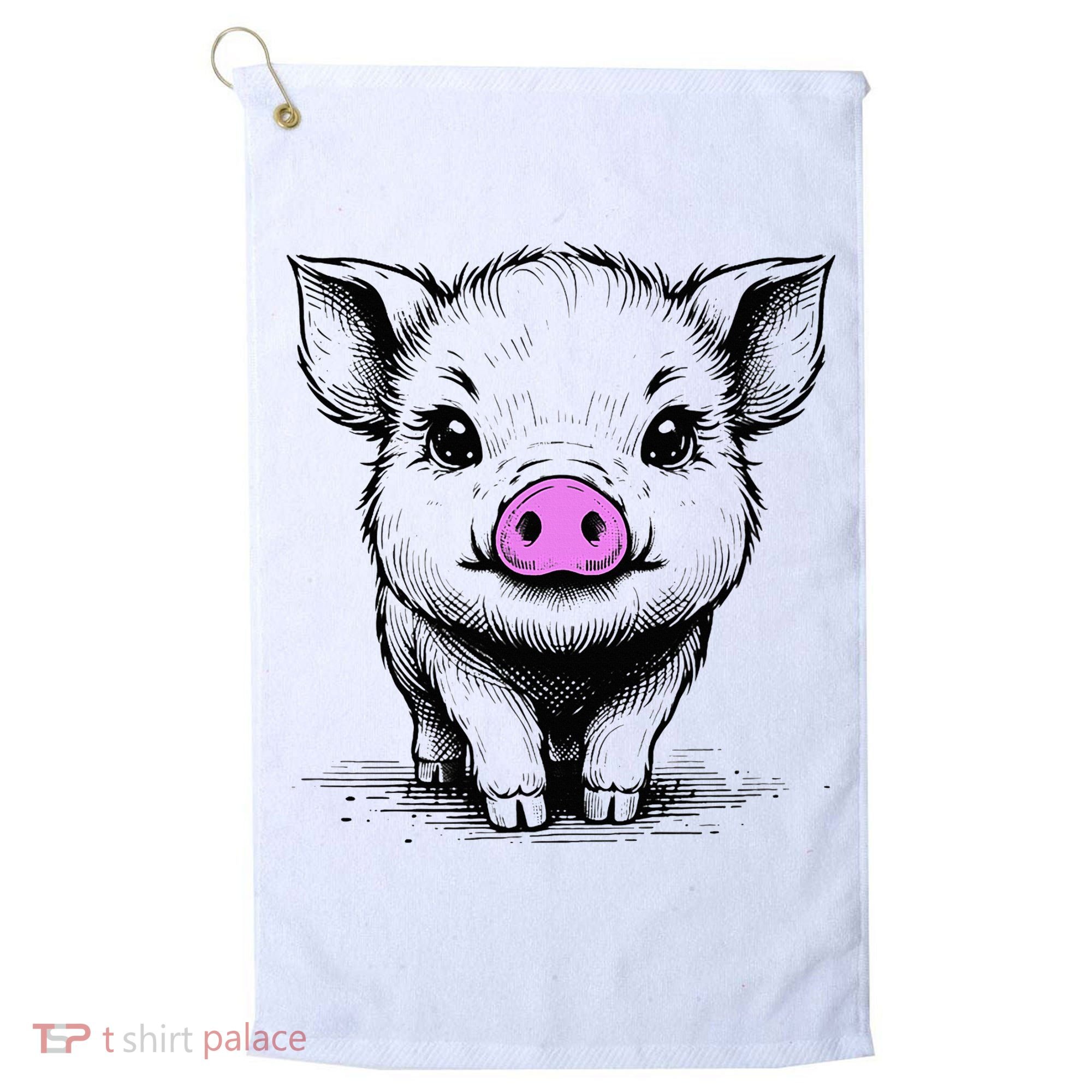 Cute Pig With Nose Drawing Golf Towel
