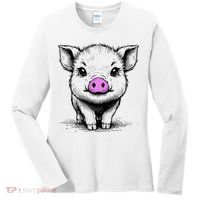 Cute Pig With Nose Drawing Women's Long Sleeve Shirt thumb 0