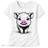 Cute Pig With Nose Drawing Women's T-Shirt thumb 0