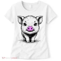 Cute Pig With Nose Drawing Women's T-Shirt thumb 0