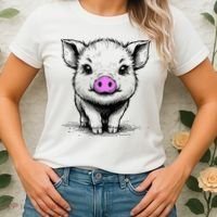 Cute Pig With Nose Drawing Women's T-Shirt thumb 2