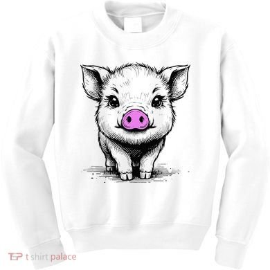 Cute Pig With Nose Drawing Kids Sweatshirt