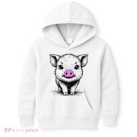 Cute Pig With Nose Drawing Kids Hoodie thumb 0