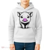 Cute Pig With Nose Drawing Kids Hoodie thumb 4