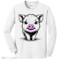 Cute Pig With Nose Drawing Kids Long Sleeve Shirt thumb 0