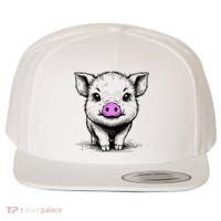 Cute Pig With Nose Drawing Wool Snapback Cap thumb 0