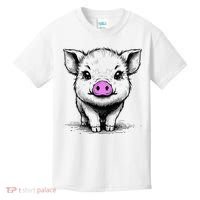 Cute Pig With Nose Drawing Kids T-Shirt thumb 0