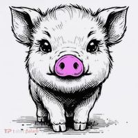Cute Pig With Nose Drawing Kids T-Shirt thumb 4