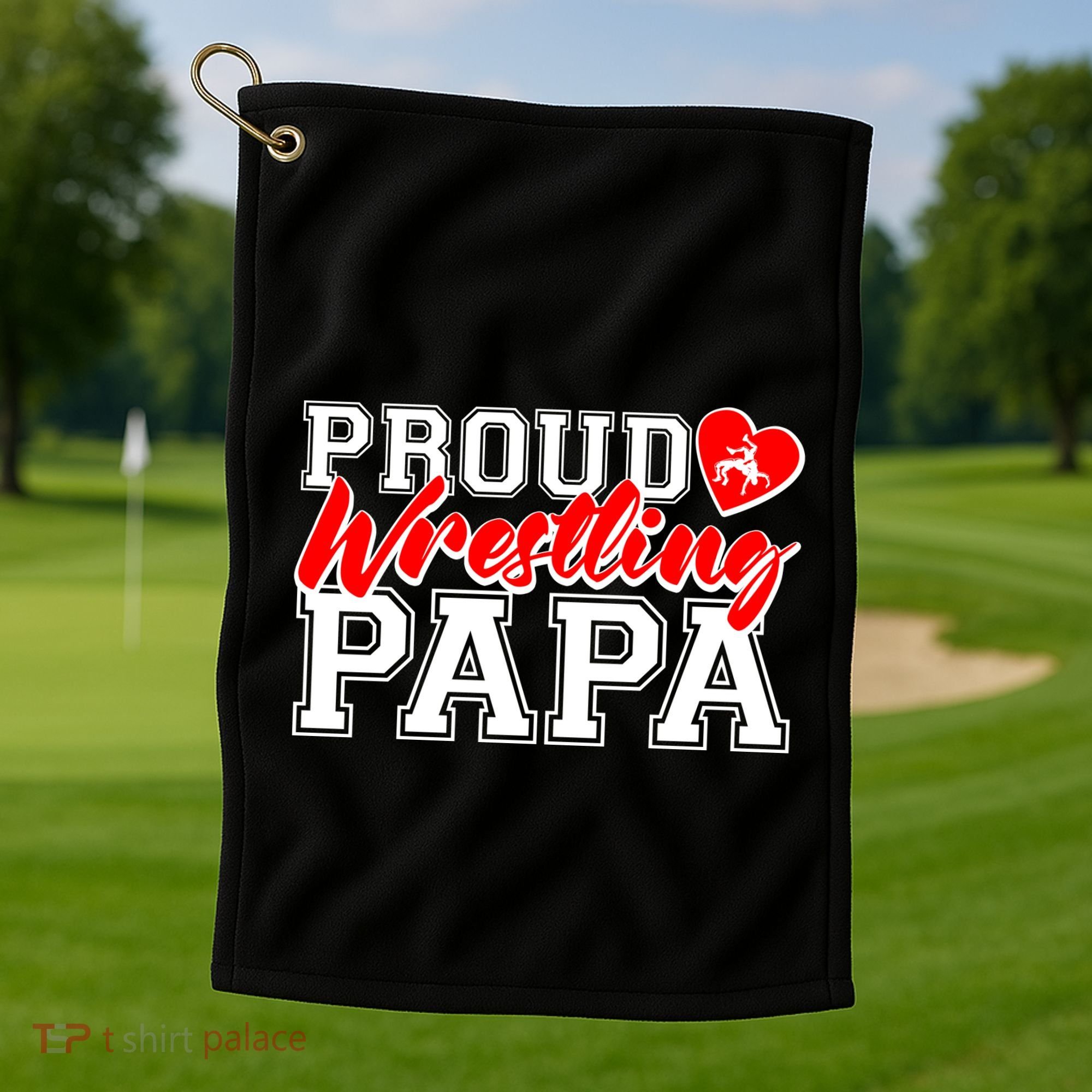 Cute Proud Wrestling Papa Golf Towel