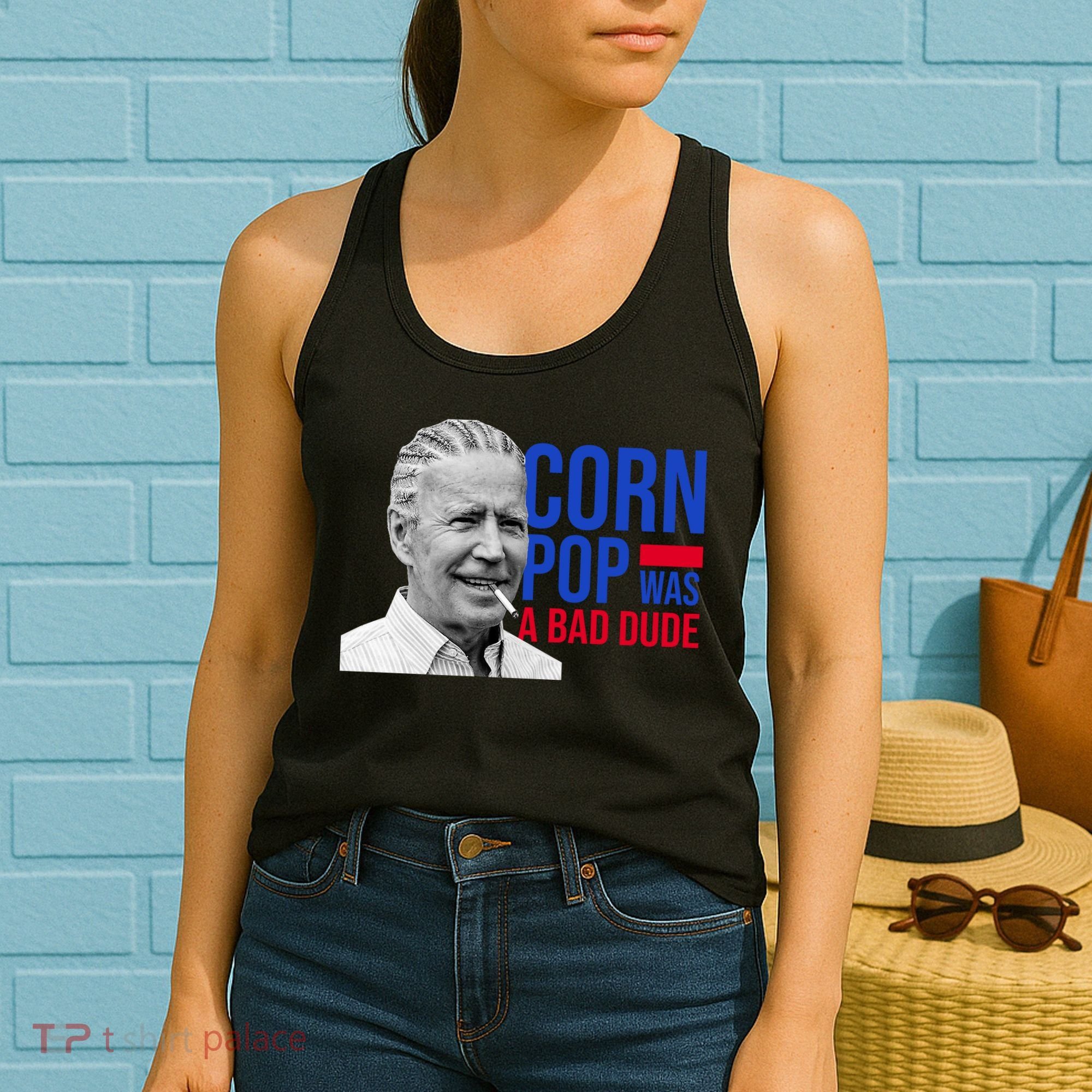 Corn Pop Was A Bad Dude Funny Joe Biden Women's Tank Top