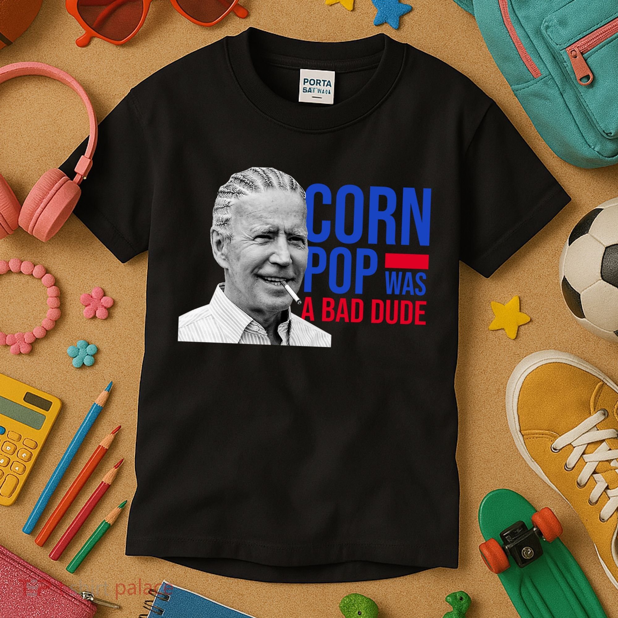 Corn Pop Was A Bad Dude Funny Joe Biden Kids T-Shirt
