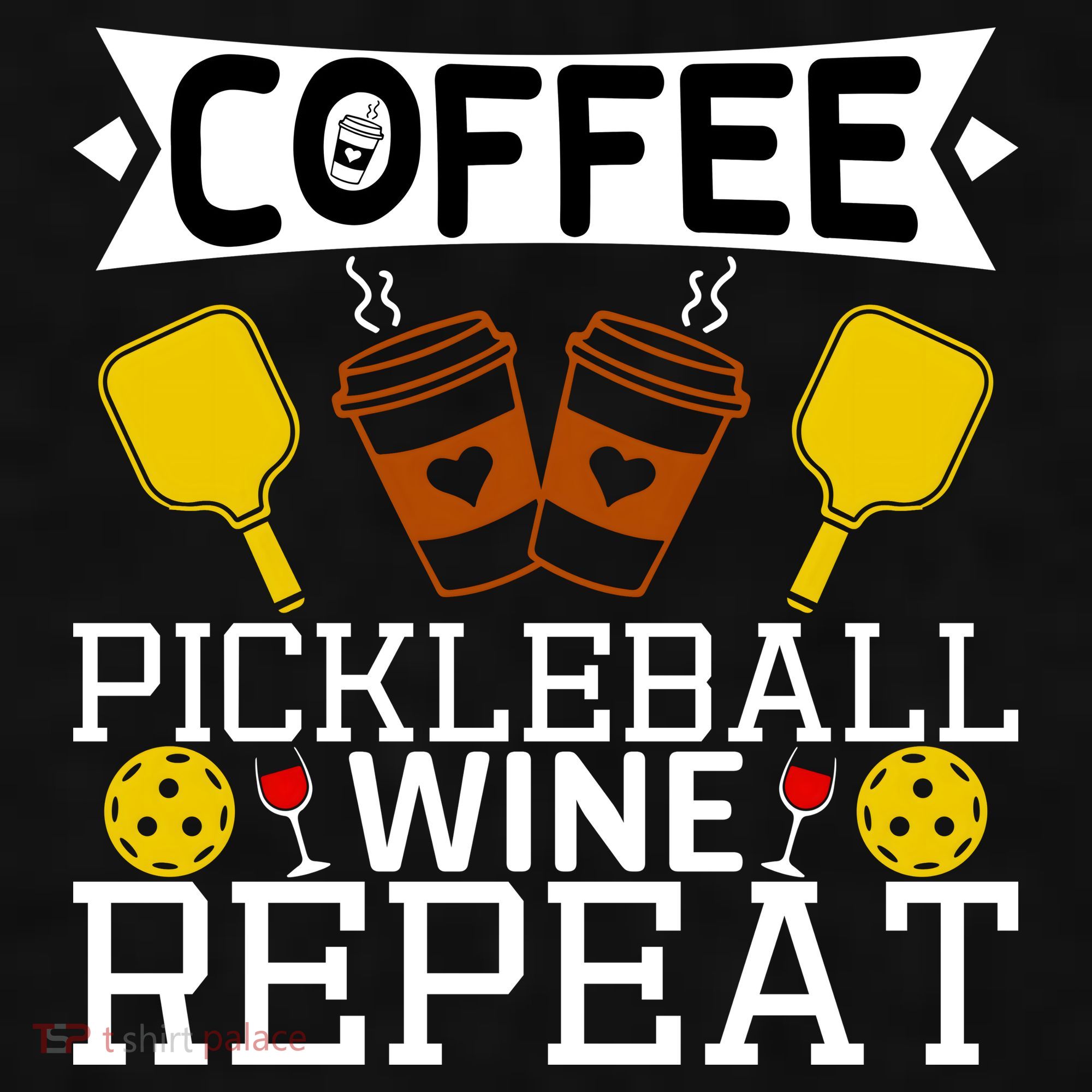 Coffee Pickleball Wine Repeat Ladies PosiCharge Tri-Blend Wicking Tank