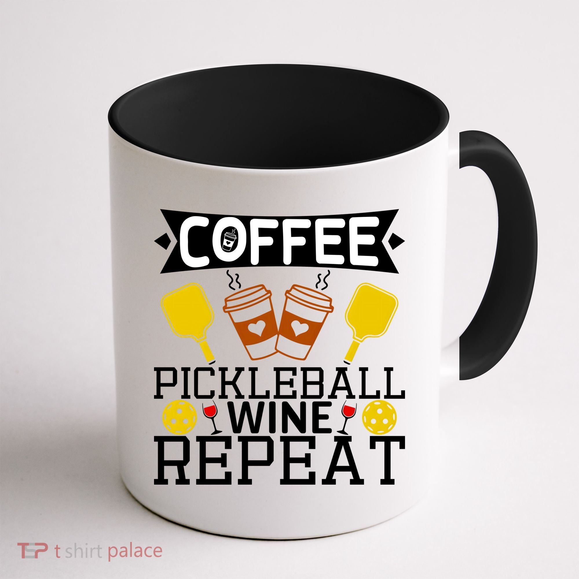 Coffee Pickleball Wine Repeat Coffee Mug