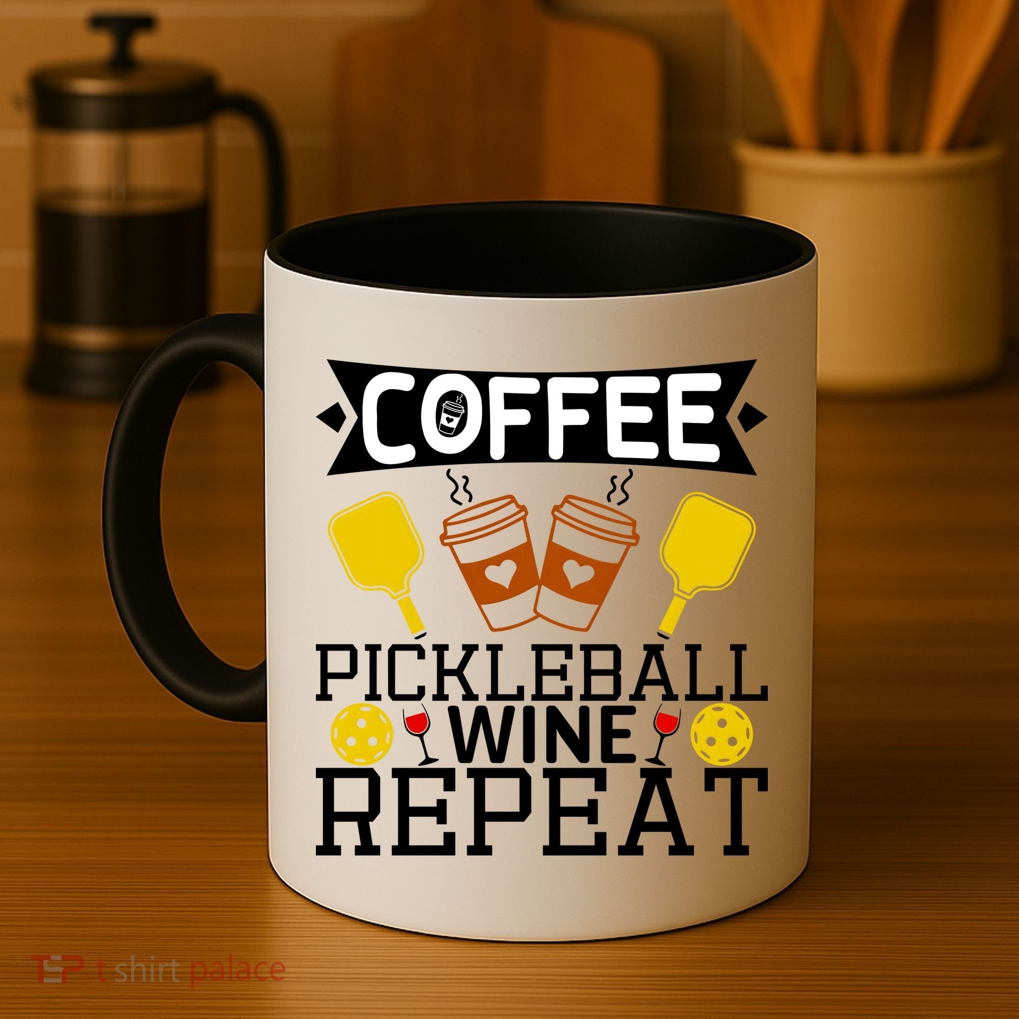 Coffee Pickleball Wine Repeat Coffee Mug