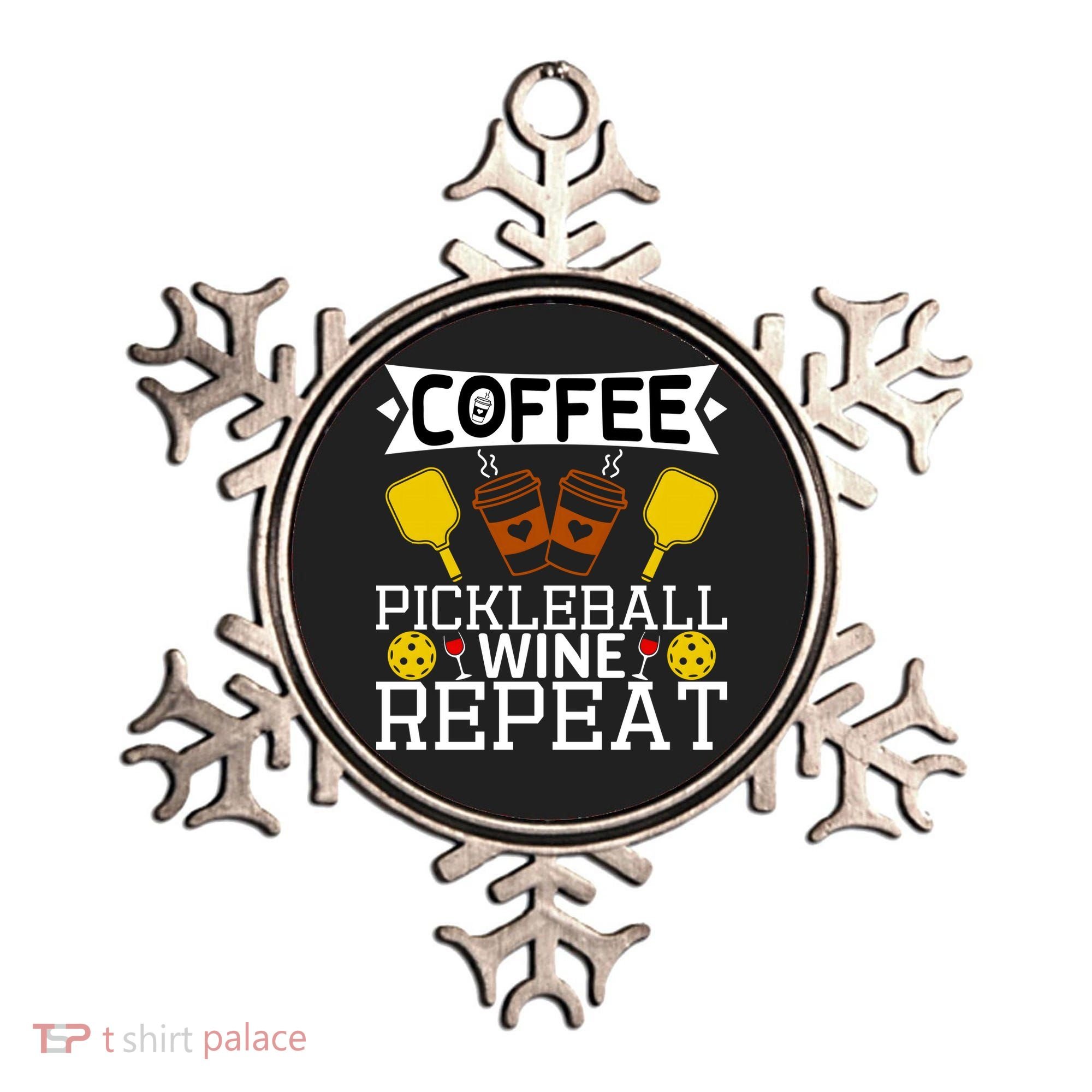 Coffee Pickleball Wine Repeat Ornament